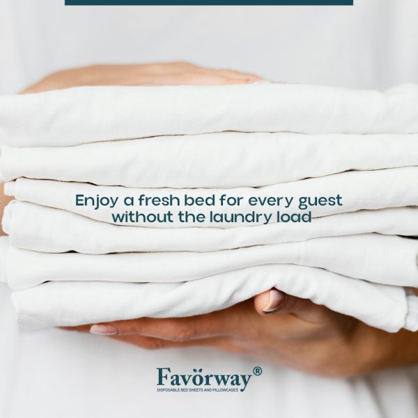 Favorway Disposable Bed Sheet 63"x96" + Disposable Pillowcase 18.5" x 30" - Image 3